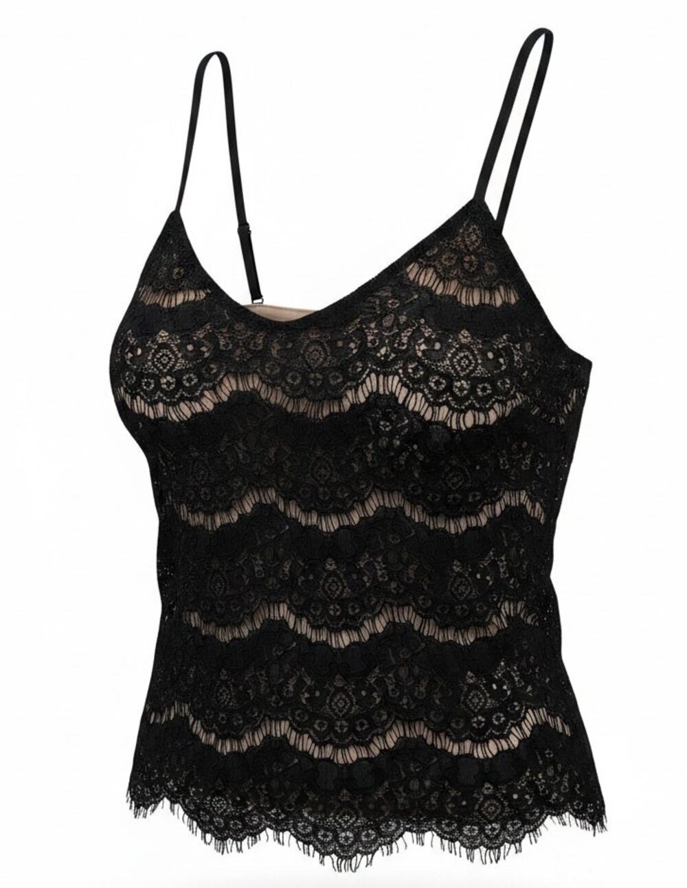 Black Lace Halter Top Sleeveless Tank Chic Glamour Boho Indie sz XS/TP Fairycore
